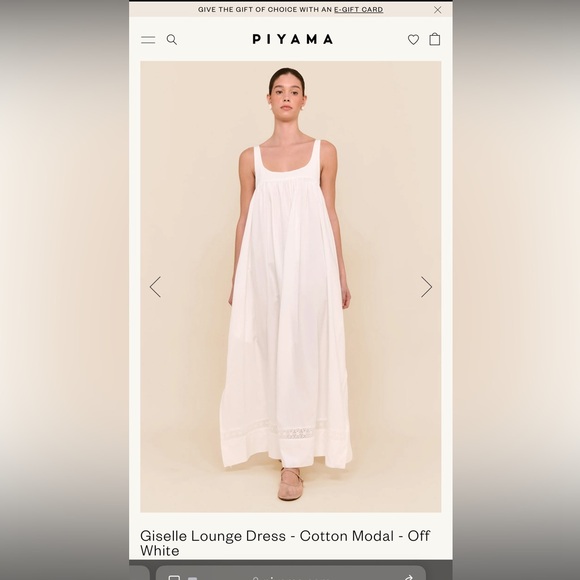 NWT - Piyama Giselle Lounge Dress Cotton Modal Off White (sold out on piyama!) - Picture 2 of 7